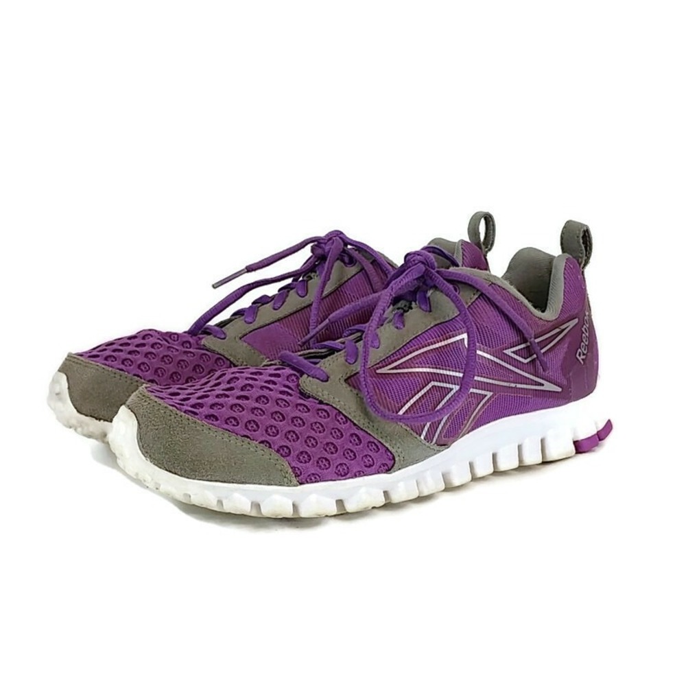 Reebok RealFlex Sneakers Womens sz 7 Purple Grey Athletic Running Shoes Low Top